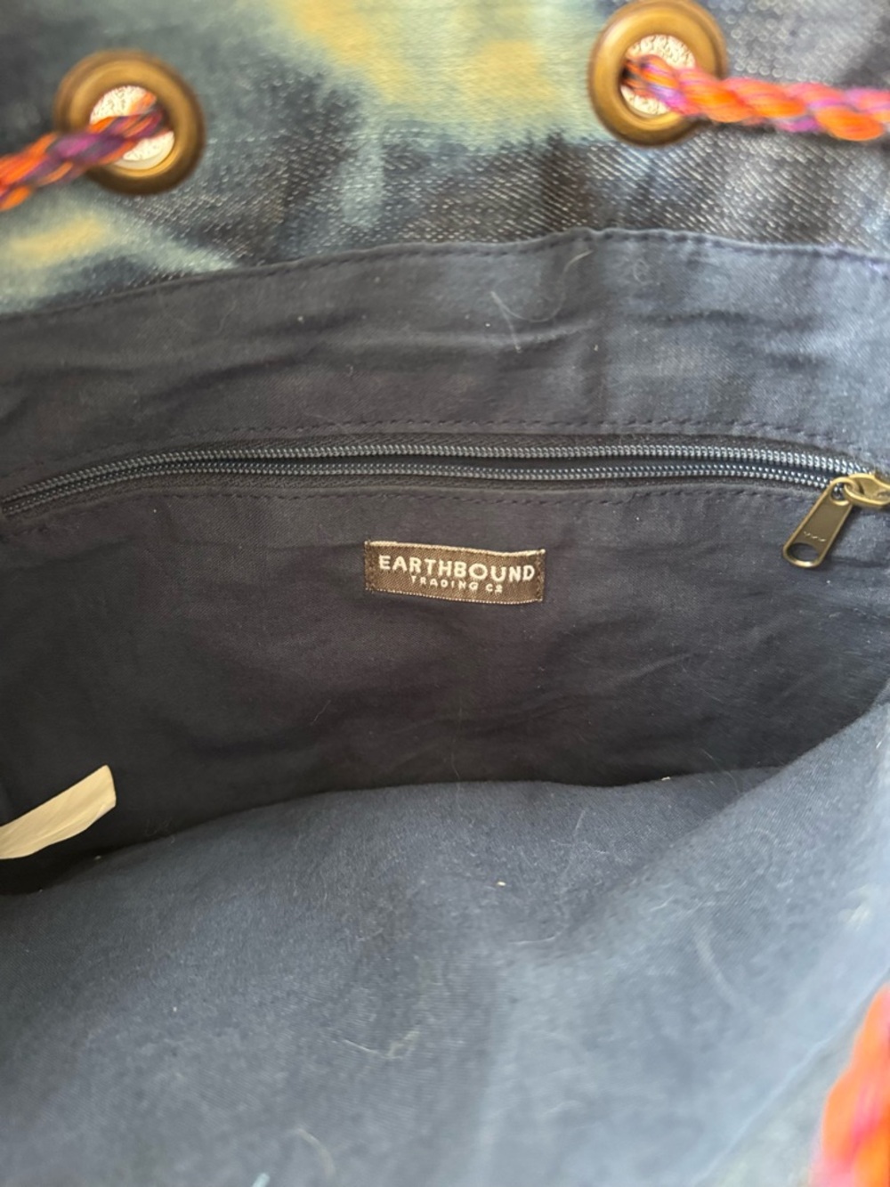 Earthbound Trading Co. Navy Blue Embroidered Fringe Tassel Bucket Bag Crossbody - Picture 8 of 11